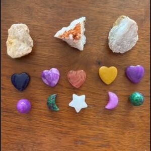 Colorful Gemstone Set with Heart and Moon Shapes